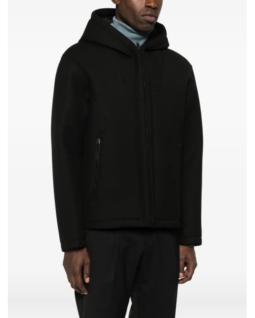 Herno Black Hooded Zip-Front Jacket for men