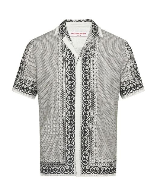 Orlebar Brown Gray Maitan Patterned Linen Shirt for men