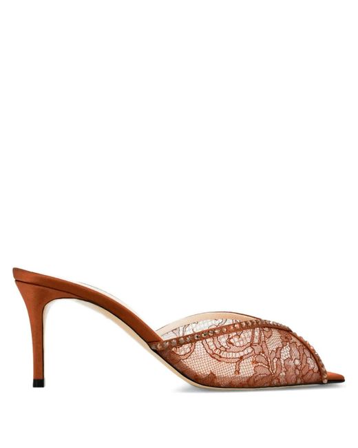 Andrea Wazen Brown 105Mm Katy Lace-Embellished Sandals
