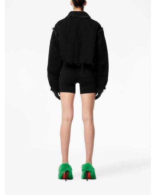 Heron Preston Black Distressed Cropped Denim Jacket