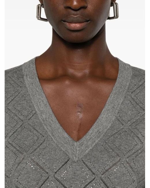 Blugirl Blumarine Vネック プルオーバー Gray