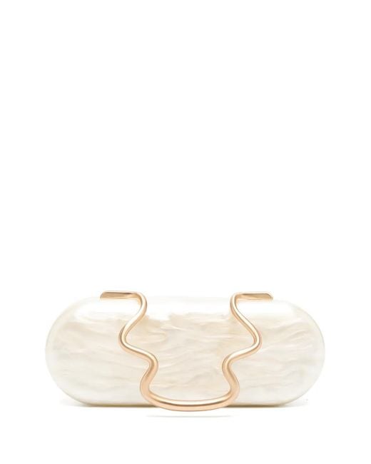 Cult Gaia Natural Ilaria Marbled-Effect Sculptural Clutch Bag