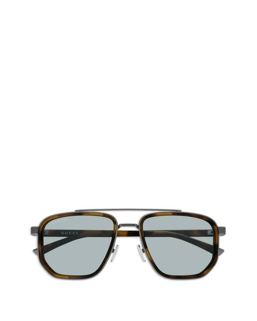 Gucci Black Tortoiseshell-Effect Double-Bridge Sunglasses for men