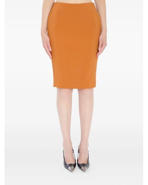 Saint Laurent Orange Pencil Midi Skirt