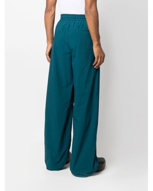 Mens Clothing Trousers Off-White c/o Virgil Abloh Elasticated-waist Wide-leg Trousers in Blue for Men Slacks and Chinos Casual trousers and trousers 