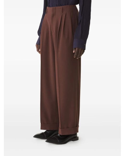 Lanvin Brown Pleated-Front Trousers for men