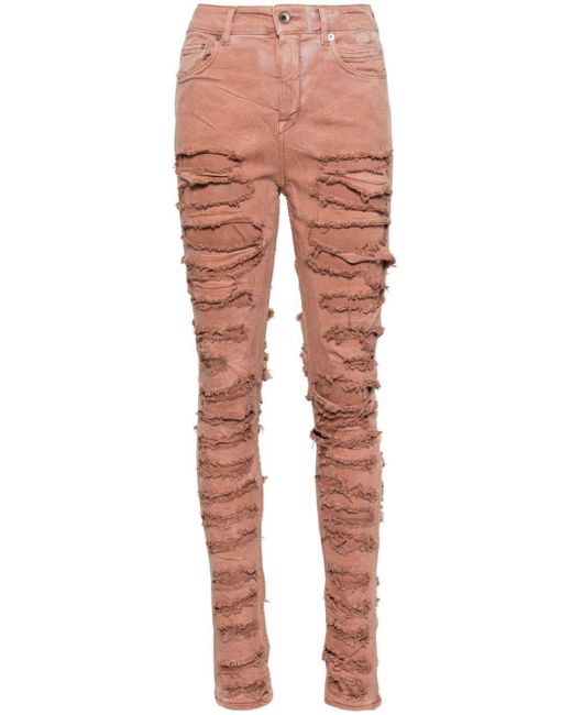 Rick Owens Pink Detroit Cut Skinny-Jeans