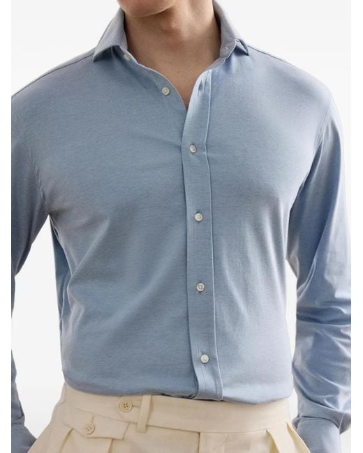 Ralph Lauren Blue Knit Piqué Shirt for men