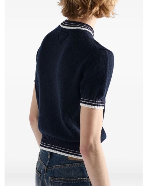 Prada Kurzärmeliges Strickoberteil in Blue für Herren