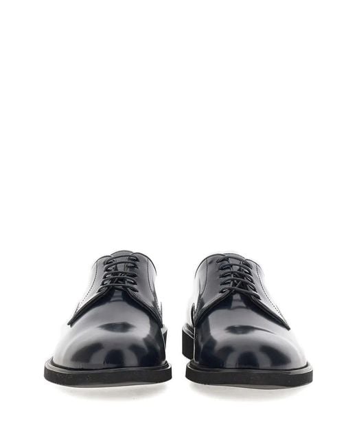 Duca Degli Abruzzi Blue Lace-Up Leather Derby Shoes for men