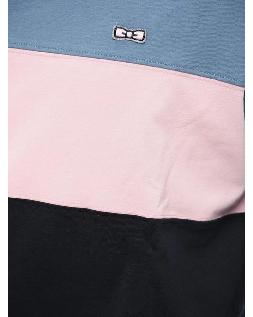 Eden Park Blue Logo-Print Colour-Block T-Shirt for men