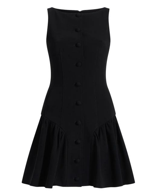 Cinq À Sept Black Royce Button-Front Ruffled Dress