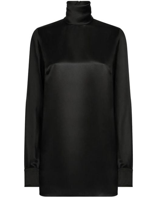 Dolce & Gabbana Black Stand-Up Neck Blouse