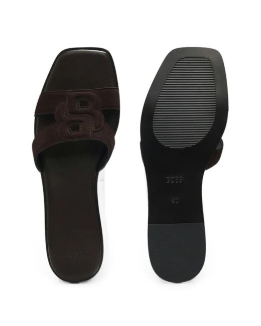 Boss Black Logo-Patch Suede Sandals