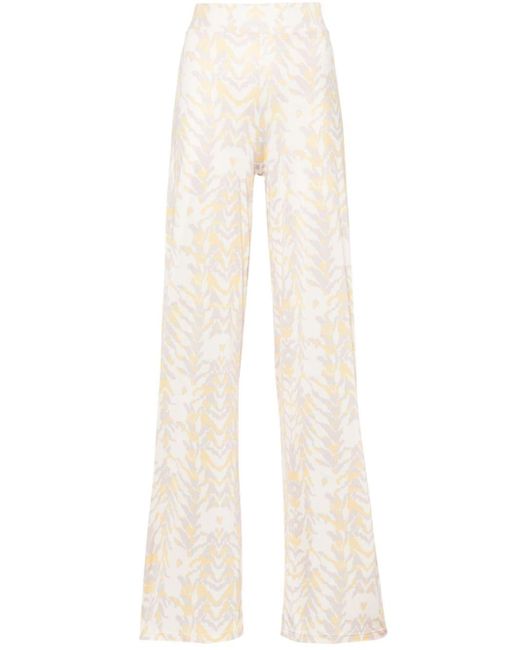 Patrizia Pepe White Abstract-print Straight Trousers