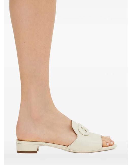 Ferragamo Natural Gancini Ornament Slides