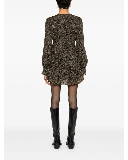 Vestido corto con estampado de leopardo Saint Laurent de color Black