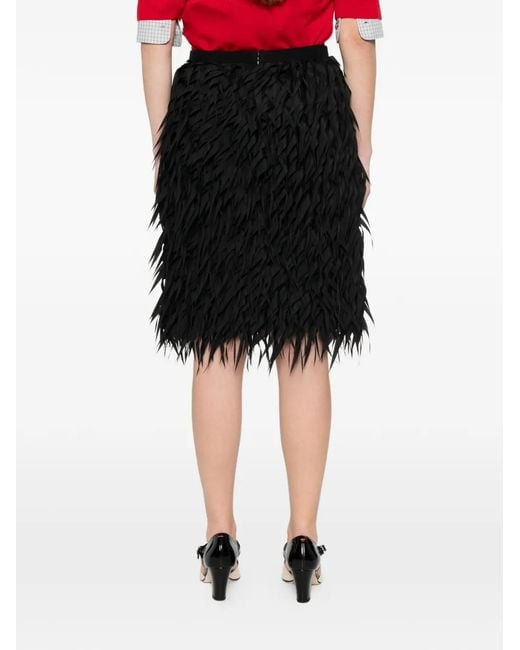 N°21 Black Fringe-Embellished Midi Skirt