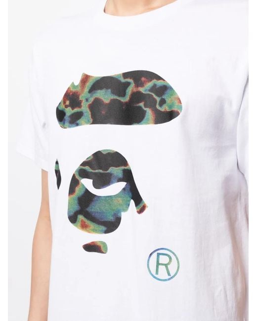 A Bathing Ape White Logo-Print Cotton T-Shirt for men