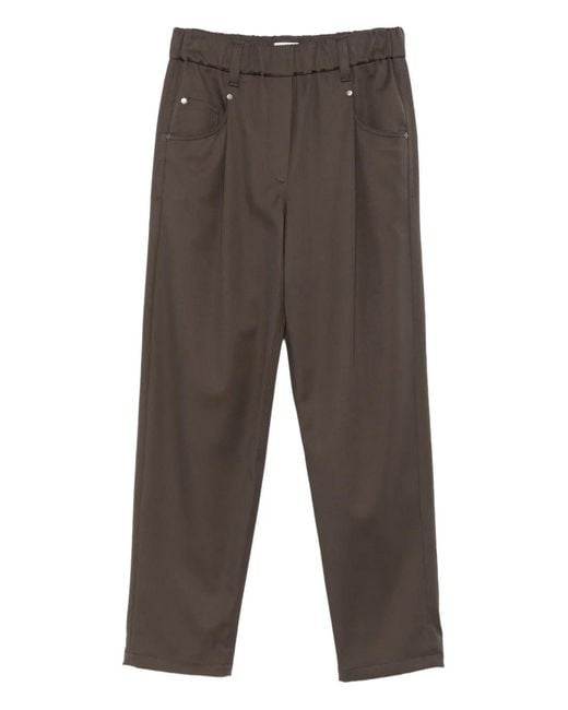 Brunello Cucinelli Gray Pleated-Front Five-Pocket Trousers