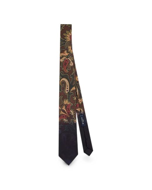 Etro White Silk Tie With Floral Paisley Motif for men