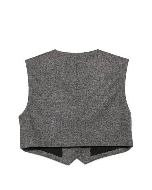 MSGM Gray Cropped Button-Up Waistcoat