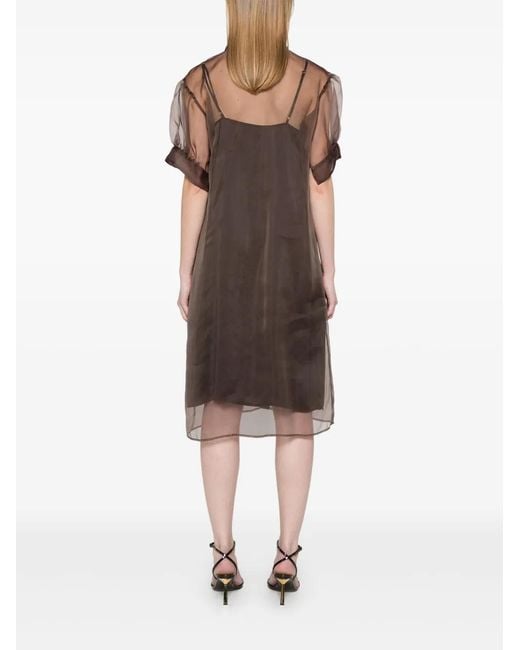 Peserico Brown Semi-Sheer Shirt Dress