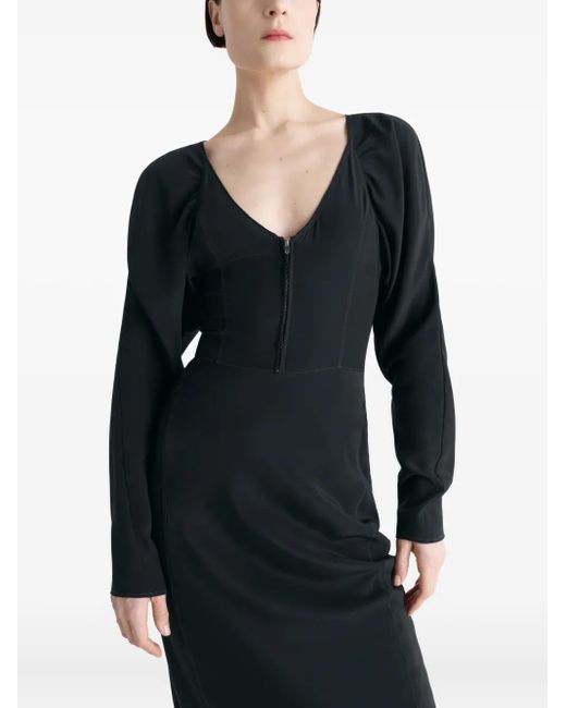 Lemaire Black Bias-Cut Raglan-Sleeve Midi Dress