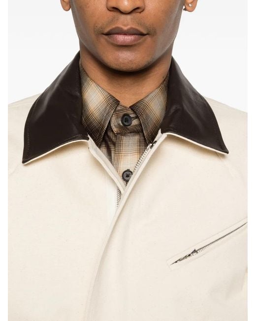 SAGE NATION Natural Painter Leather-Collar Jacket for men