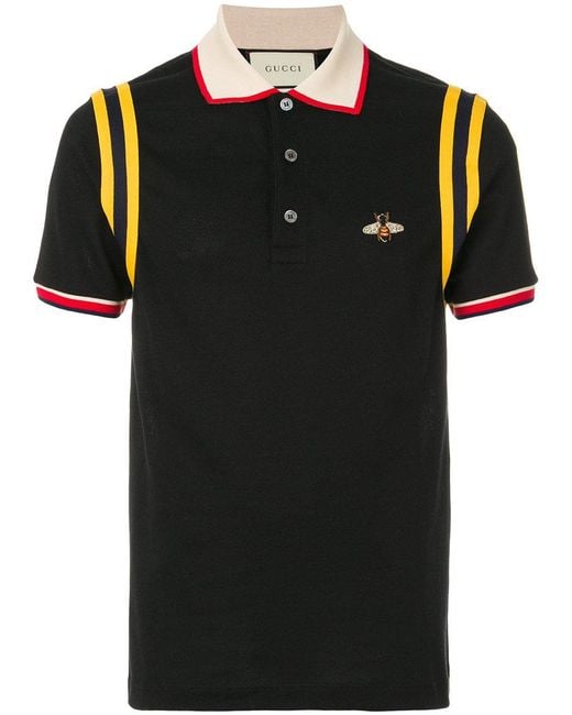 Gucci Black Bee Patch Polo Shirt for men