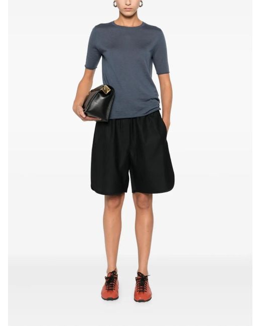 Lisa Yang Blue Cashmere Crew-Neck T-Shirt