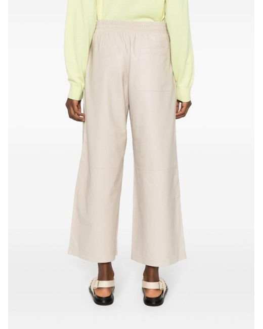 Arma Natural Leather Wide-leg Cropped Trousers