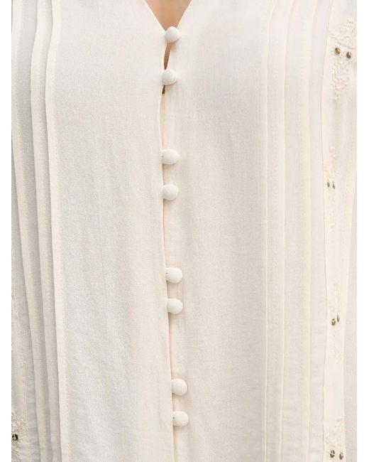 INTROPIA White Embroidered Button-Down Shirt