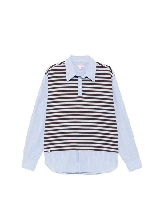 Charles Jeffrey Blue Merge Striped Cotton Polo Shirt