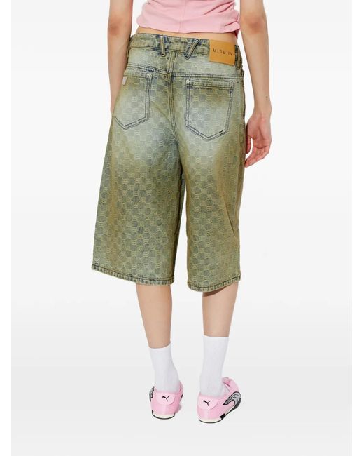 M I S B H V Green Check Pattern Shorts