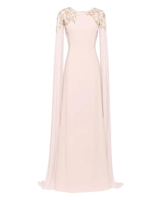 Saiid Kobeisy Pink Embellished Crepe Dress