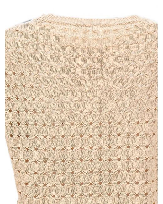 Kangra Natural Openwork Stud-Embellished Sweater