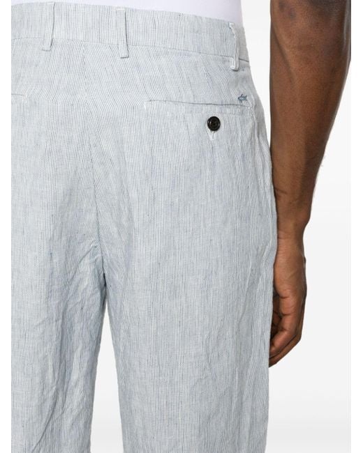 Paul & Shark Gray Striped Linen Shorts for men