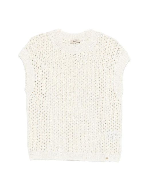 Herno White Open-Stitch Knitted Top