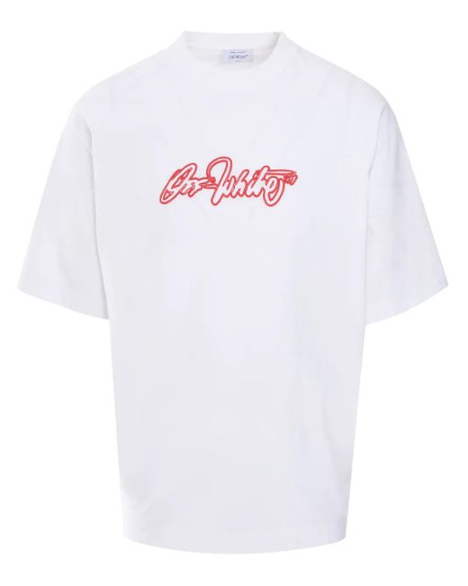 メンズ Off-White c/o Virgil Abloh Script Outline Tシャツ White