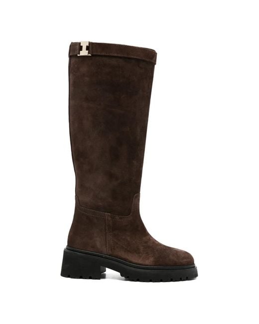ADRIANNA FERETTI Brown Buckle-Detail Suede Boots