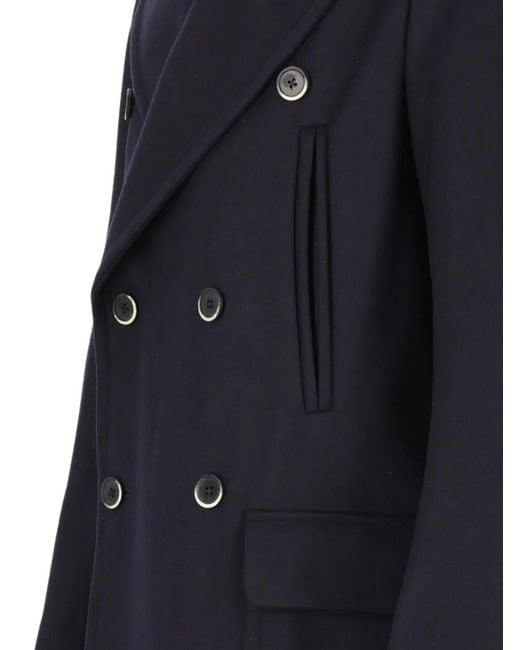 Barena Blue Double-Breasted Coat for men