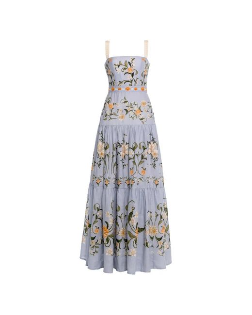 Agua Bendita White Lima Embroidered Linen Maxi Dress