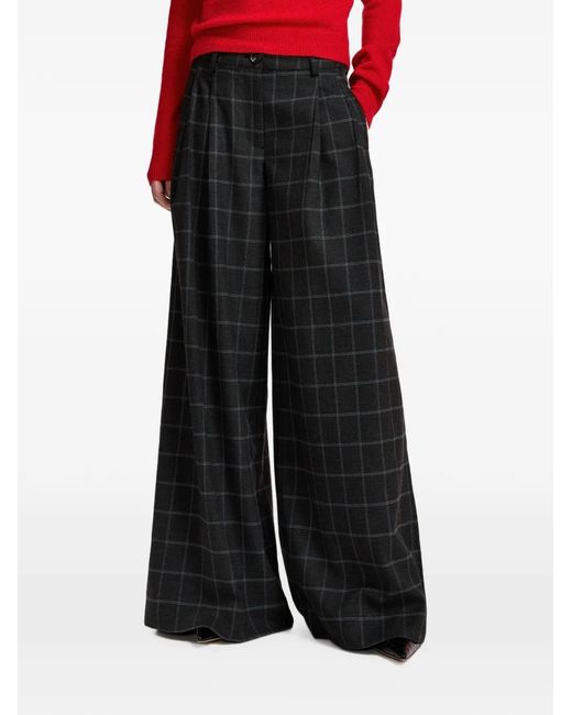 Essentiel Antwerp Black Kollection Check-Pattern Palazzo Pants