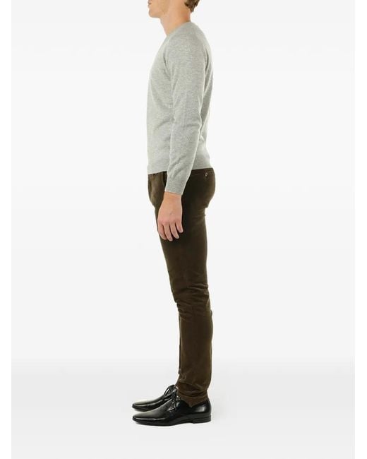 Al Duca D'aosta Gray V-Neck Ribbed-Trim Sweater for men