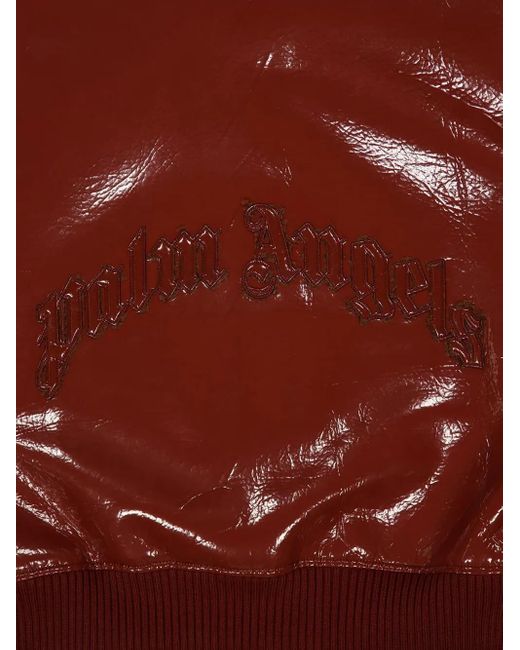 Palm Angels Red Zip Leather Jacket for men