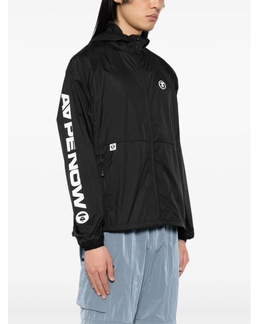 Aape By A Bathing Ape Black Moonface Logo Windbreaker Jacket for men