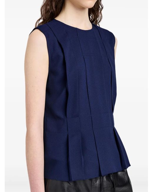 Proenza Schouler Blue Makayla Pleated Sleeveless Top