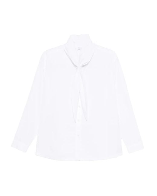Aspesi White Tie-Neck Shirt