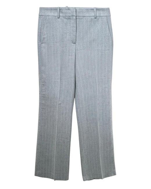 Peserico Gray Striped-Pattern Trousers